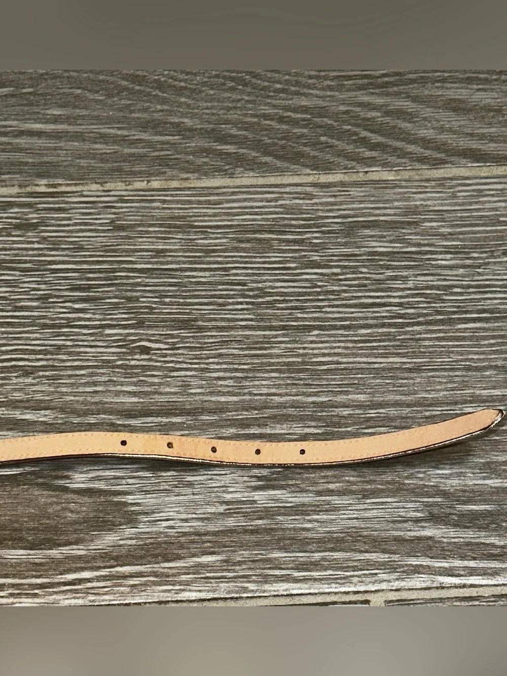 J.CREW Rose Gold Metallic Leather Skinny Leather Belt Women M Adjustable Classic - Picture 6 of 7